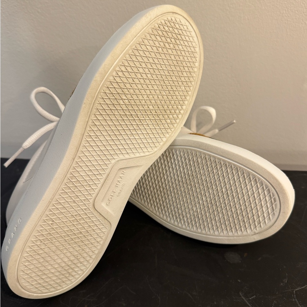Cole Haan White Sneakers with Tan and Black Leopard Accents - Picture 7 of 12